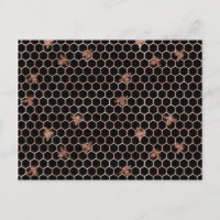 Abejas de oro Rosa y panza de miel sobre negro