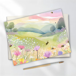 Postal Abejas de primavera campos de flores | Naturaleza 
