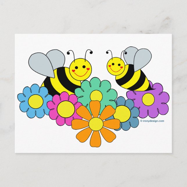 Postal Abejas y flores (Anverso)