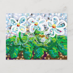 Postal abejas y flores