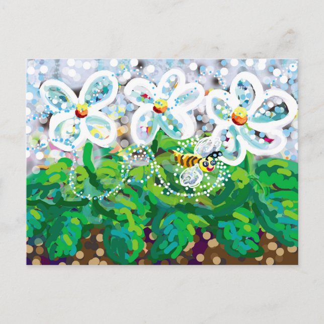 Postal abejas y flores (Anverso)
