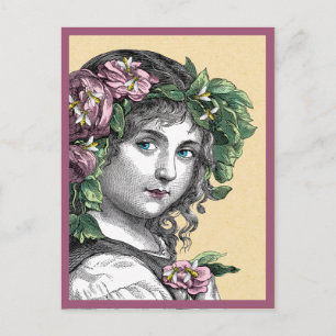 Postal Abejas y Rosas infantiles