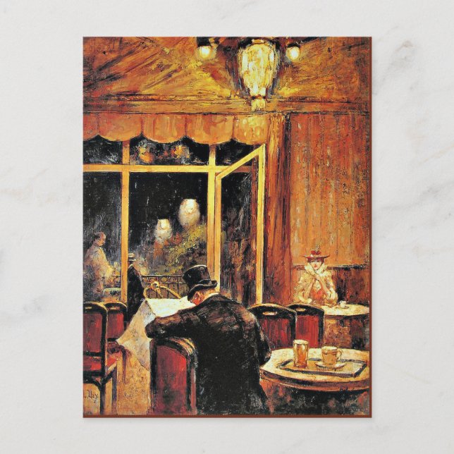 Postal Abend im Cafe Bauer por Lesser Ury (Anverso)