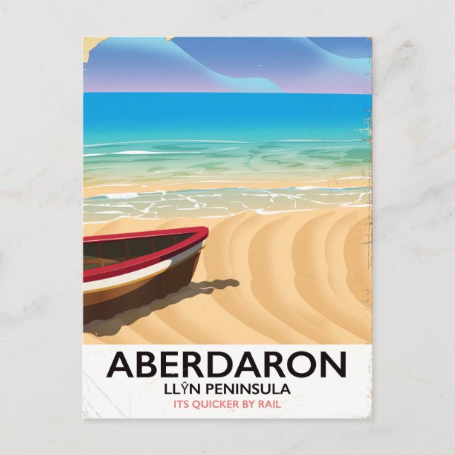 Postal Aberdaron, poster de la costa de la Península de L (Anverso)