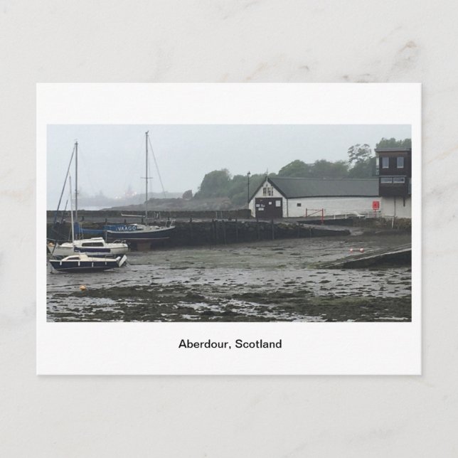 Postal Aberdour - Barcos frente a los edificios del puert (Anverso)
