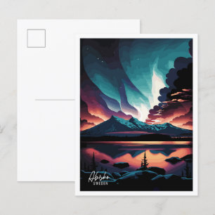 Postal Abisko Suecia Ilustracion de Viajes de Arte Vintag