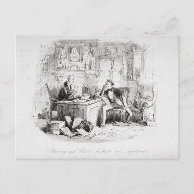 Postal Abogado y cliente, fortaleza e impaciencia (Anverso)