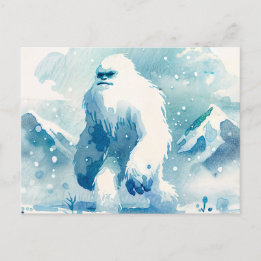Postal Abominable color de agua de invierno de Snowman