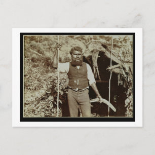 Postal Aborigen con un boomerang, c.1860 (foto sepia)