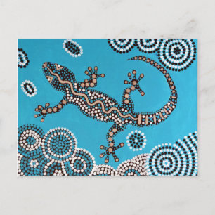 Postal Aboriginal especie, salamanquesa, pintura de
