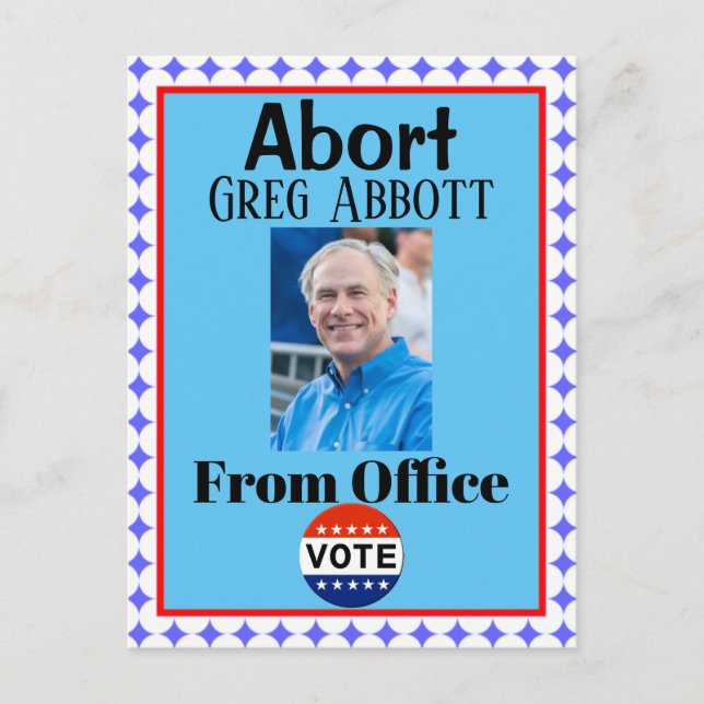 Postal Abort Greg Abbott Postcard (Anverso)