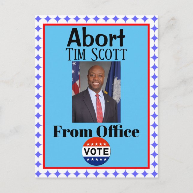 Postal Abortar Tim Scott Postcard (Anverso)