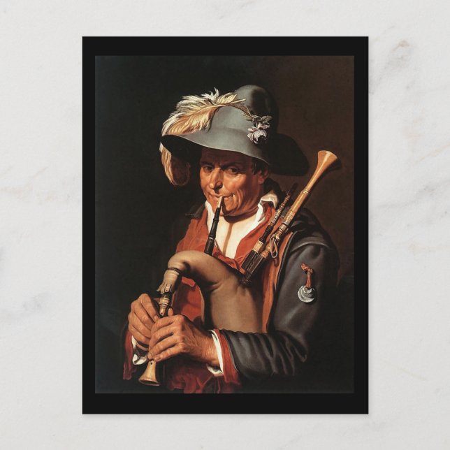 Postal Abraham Bloemaert El Bagpiper (Anverso)