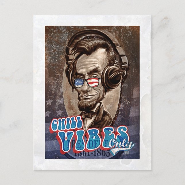 Postal Abraham Chillincoln Lincoln Music Auriculares (Anverso)