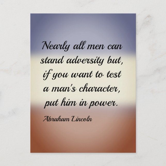 Postal Abraham Lincoln Adversity y Power Quote (Anverso)