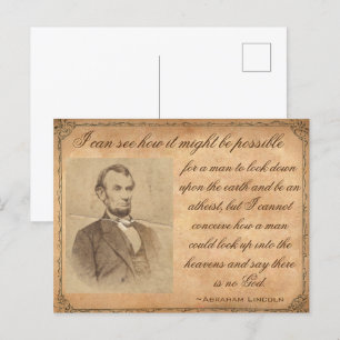 Postal Abraham Lincoln Cita sobre Dios