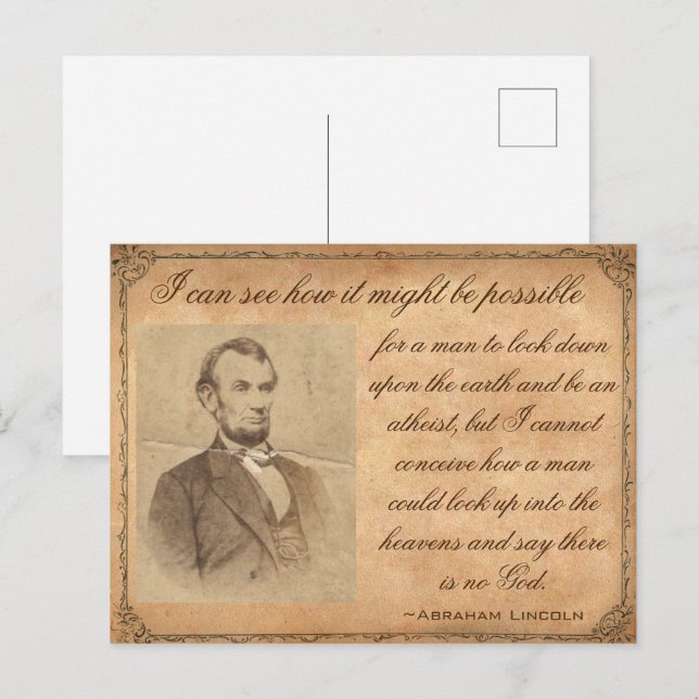 Postal Abraham Lincoln Cita sobre Dios (Anverso / Reverso)