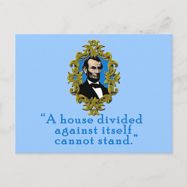 Postal Abraham Lincoln Cita Una Casa Dividida (Anverso)