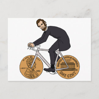 Postal Abraham Lincoln En Una Bicicleta Con Botella De Ru