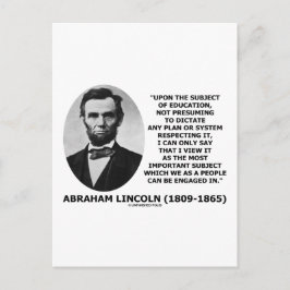 Postal Abraham Lincoln Sobre El Tema De La Educación