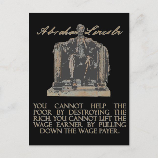 Postal Abraham Lincoln sobre la destrucción de los ricos (Anverso)