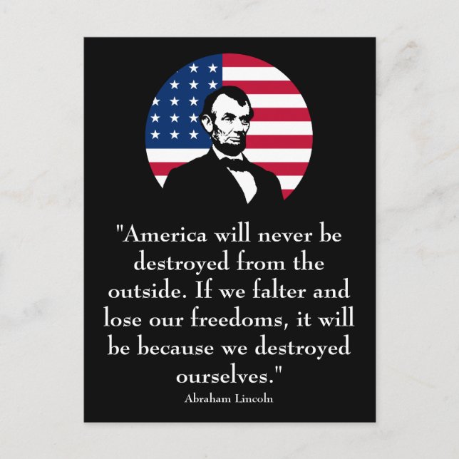 Postal Abraham Lincoln y la bandera americana (Anverso)