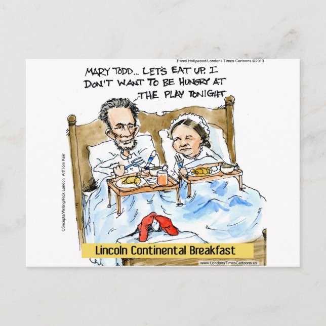 Postal Abraham Lincoln Y Mary Todd Desayuno En Cama (Anverso)