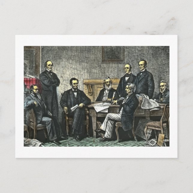 Postal Abraham Lincoln y su gabinete (Anverso)