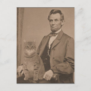 Postal Abraham Lincoln y su gato "Gloria"