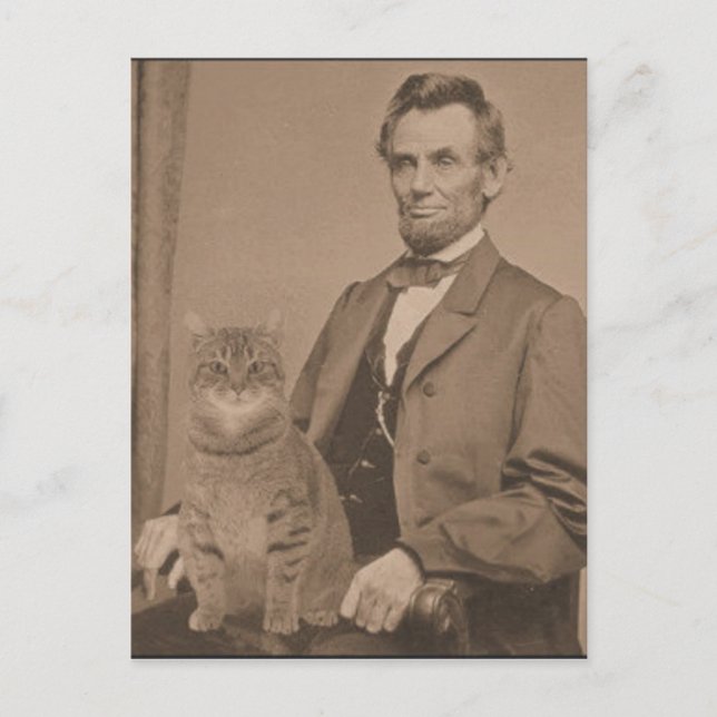 Postal Abraham Lincoln y su gato "Gloria" (Anverso)