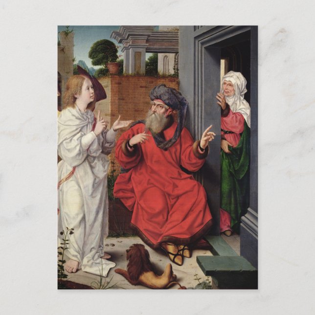 Postal Abraham, Sara y un Ángel, c.1520 (Anverso)