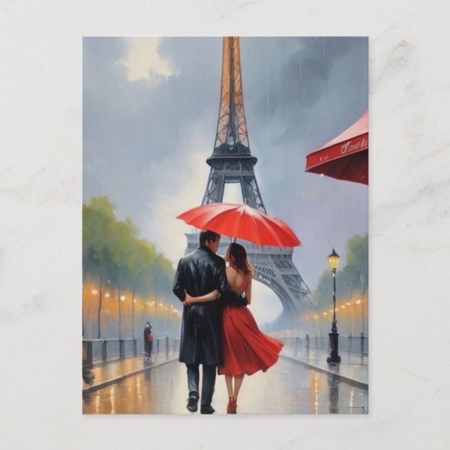 Postal Abraza el romance de París (Anverso)
