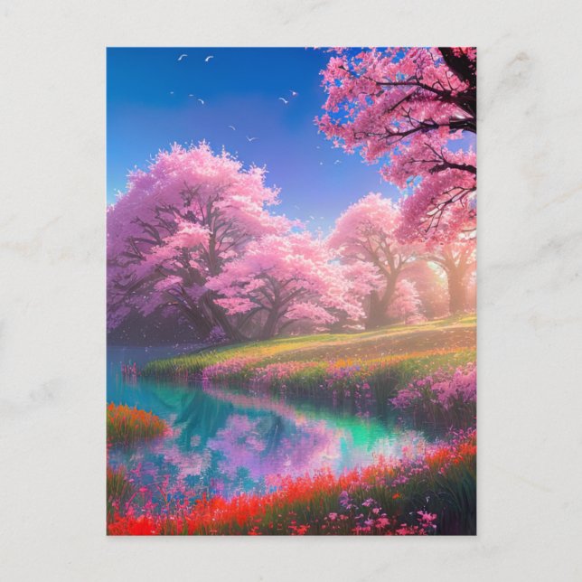 Postal Abrazando el encantador amanecer (Anverso)