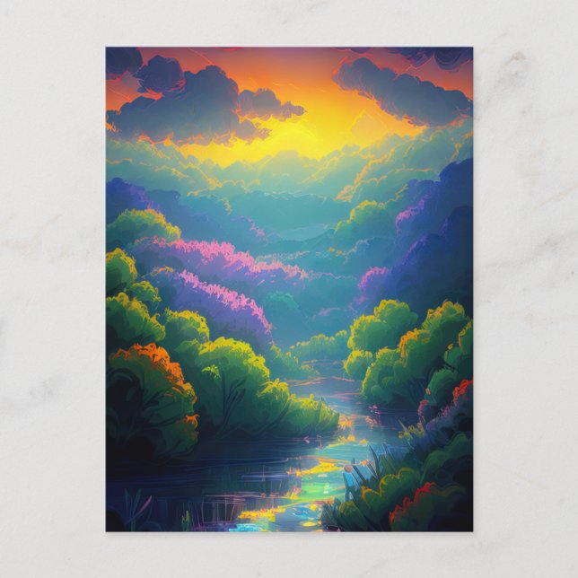 Postal Abrazando la magia de la selva en el atardecer (Anverso)