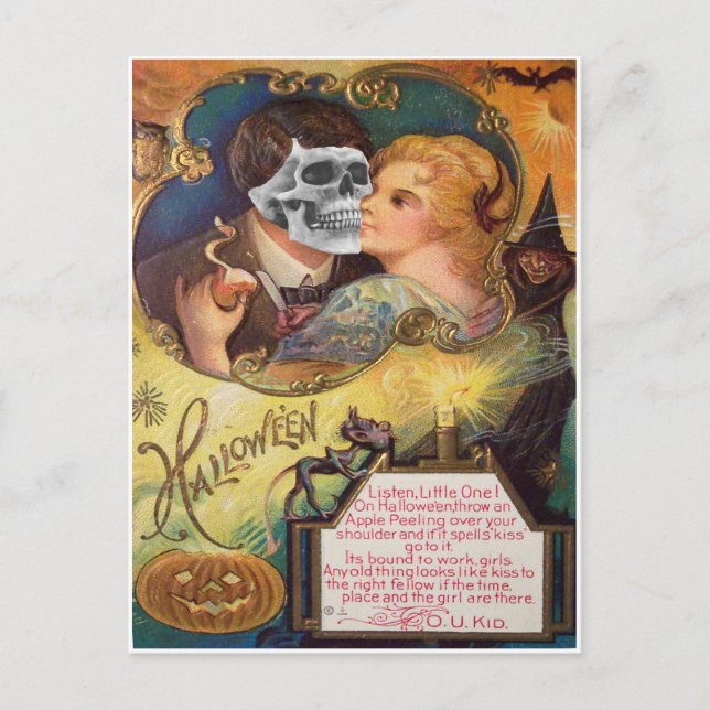 Postal Abrazando la muerte (tarjeta de Halloween del (Anverso)