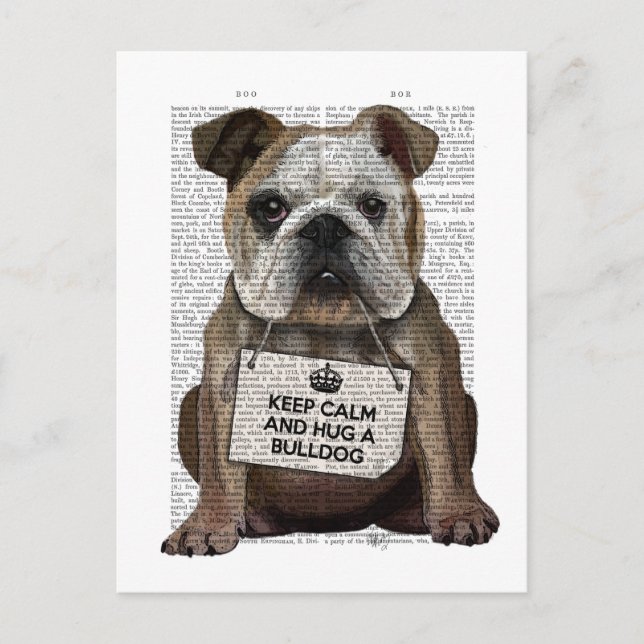 Postal Abrazarse de Bulldog (Anverso)