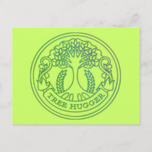 Postal Abrazo de árbol, insignia hippy