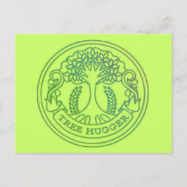 Postal Abrazo de árbol, insignia hippy