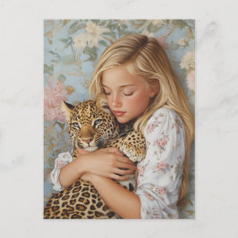 Postal Abrazo de licitación con leopardo