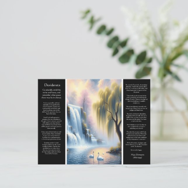 Postal Abrazo Pastel de Desiderata Waterfall Serenity (Anverso de pie)