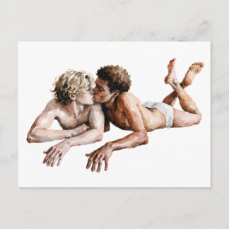 Postal Abrazo Tierno - Ilustración Romántica en Acuarela
