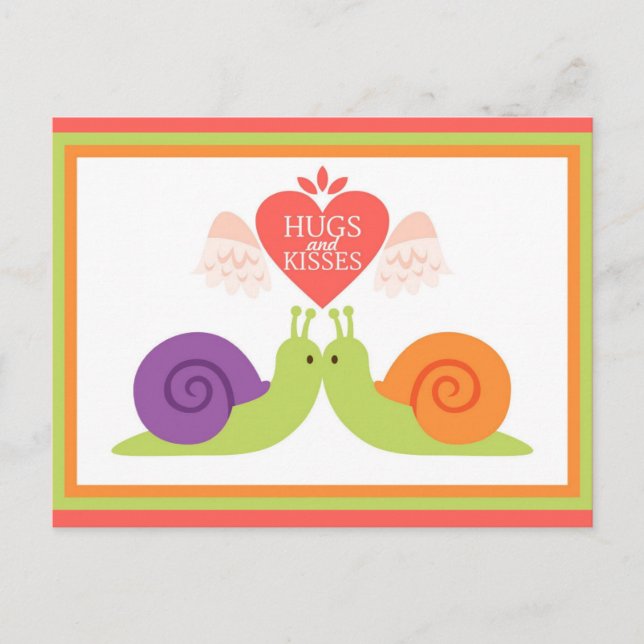 Postal Abrazos de caracoles y besos (Anverso)
