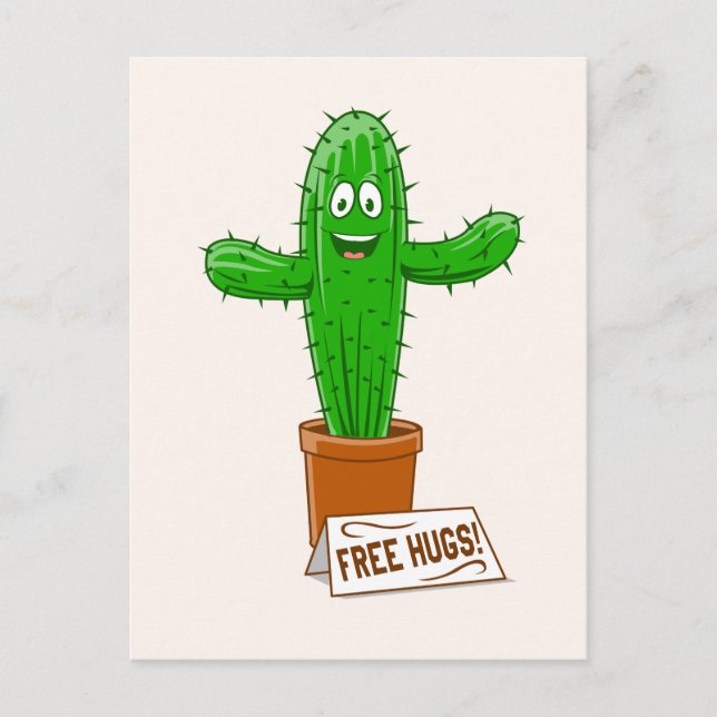 Postal Abrazos Divertidos de Cactus Gratis  (Anverso)
