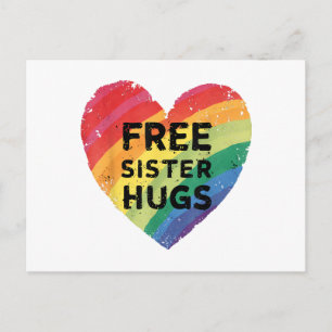 Postal Abrazos Gratis de Hermana Mes del Orgullo LGBT Gay