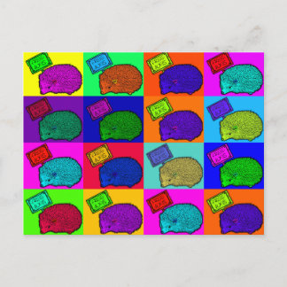 Postal Abrazos gratis Hedgehog Colorous Pop Art Popart