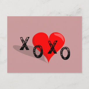 Postal Abrazos y besos del corazón de XOXO