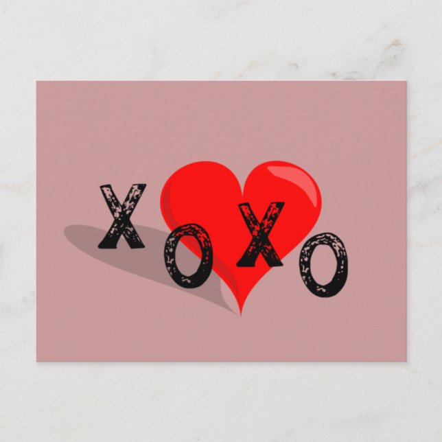 Postal Abrazos y besos del corazón de XOXO (Anverso)