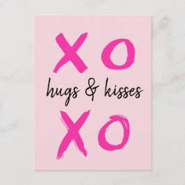 Postal Abrazos y besos, XOXO, Rosa