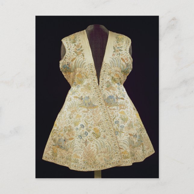 Postal Abrigo de caza de satén bordado con seda en (Anverso)