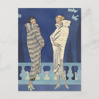 Postal Abrigos de Piel de Lago de George Barbier